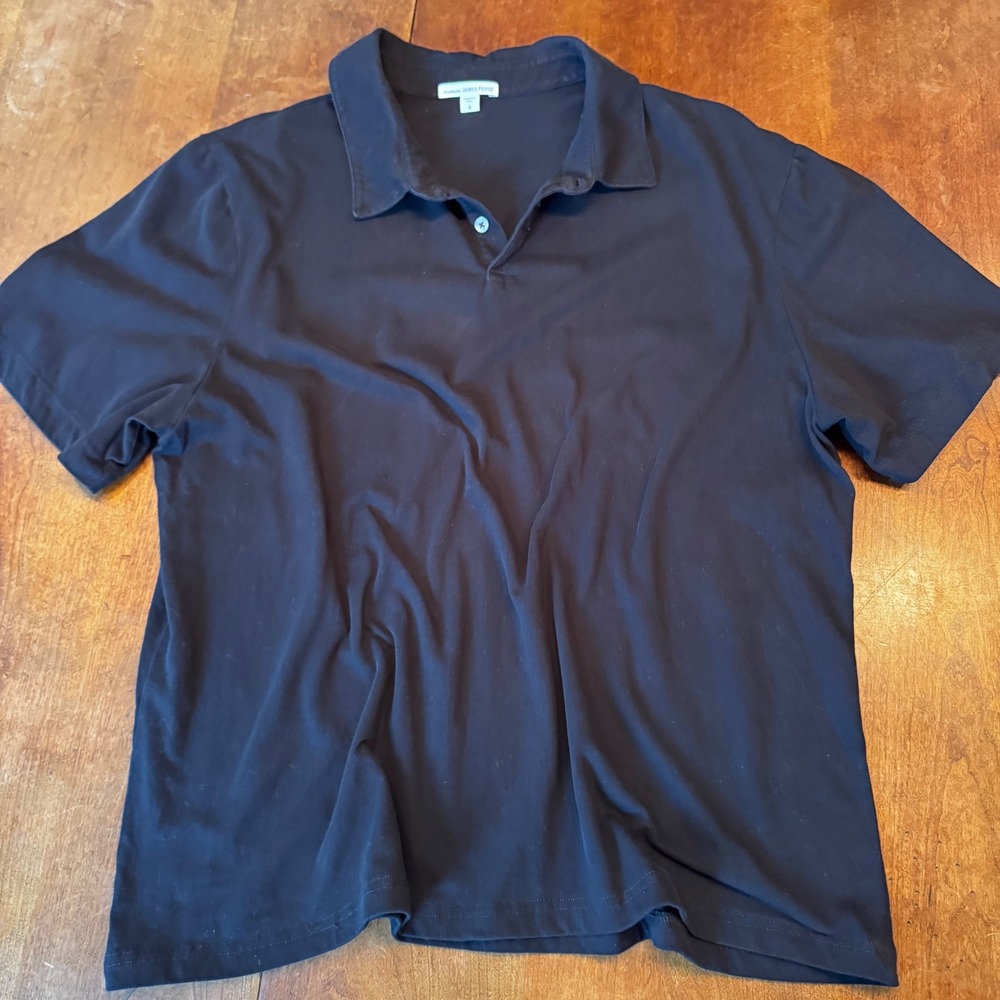 James Perse Polo Shirt Mens 4 Large Black Standard Short Sleeve Cotton USA Made